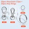 60-Piece Keychain Making Kit – Swivel Snap Hooks, Metal Split Rings, Key Rings & Clips for Keys, Jewelry, Crafts, and DIY Projects, Silver